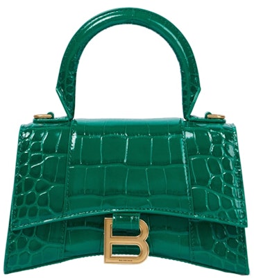 Balenciaga Hourglass XS Top Handle Bag Crocodile Embossed Green Buy Balenciaga Hourglass XS Top Handle Bag Crocodile Embossed Green