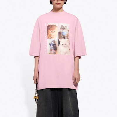 Balenciaga I Love Cats T-Shirt 'Pink' Lookbook Balenciaga I Love Cats T-Shirt 'Pink'