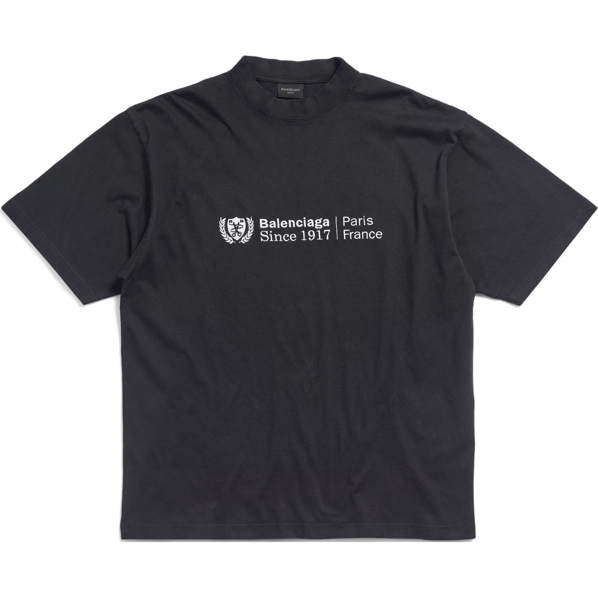 Balenciaga Institutional Logo Print Black T-Shirt Unisex Regular Fit Short Sleeve. 764235TQVJ29034