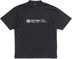 Balenciaga Institutional Logo Print Black T-Shirt Unisex Regular Fit Short Sleeve. 764235TQVJ29034 Balenciaga Institutional Logo Print Black T-Shirt Unisex Regular Fit Short Sleeve. 764235TQVJ29034