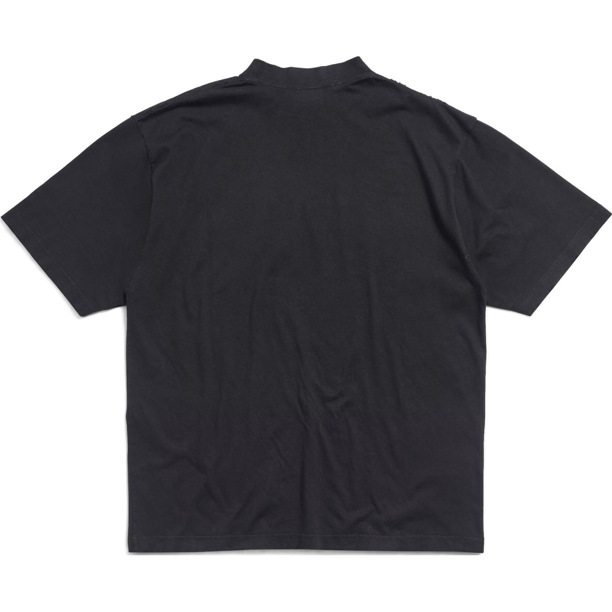 Lookbook 巴黎世家标志印花黑色短袖T恤 男女同款 休闲版型 764235TQVJ29034