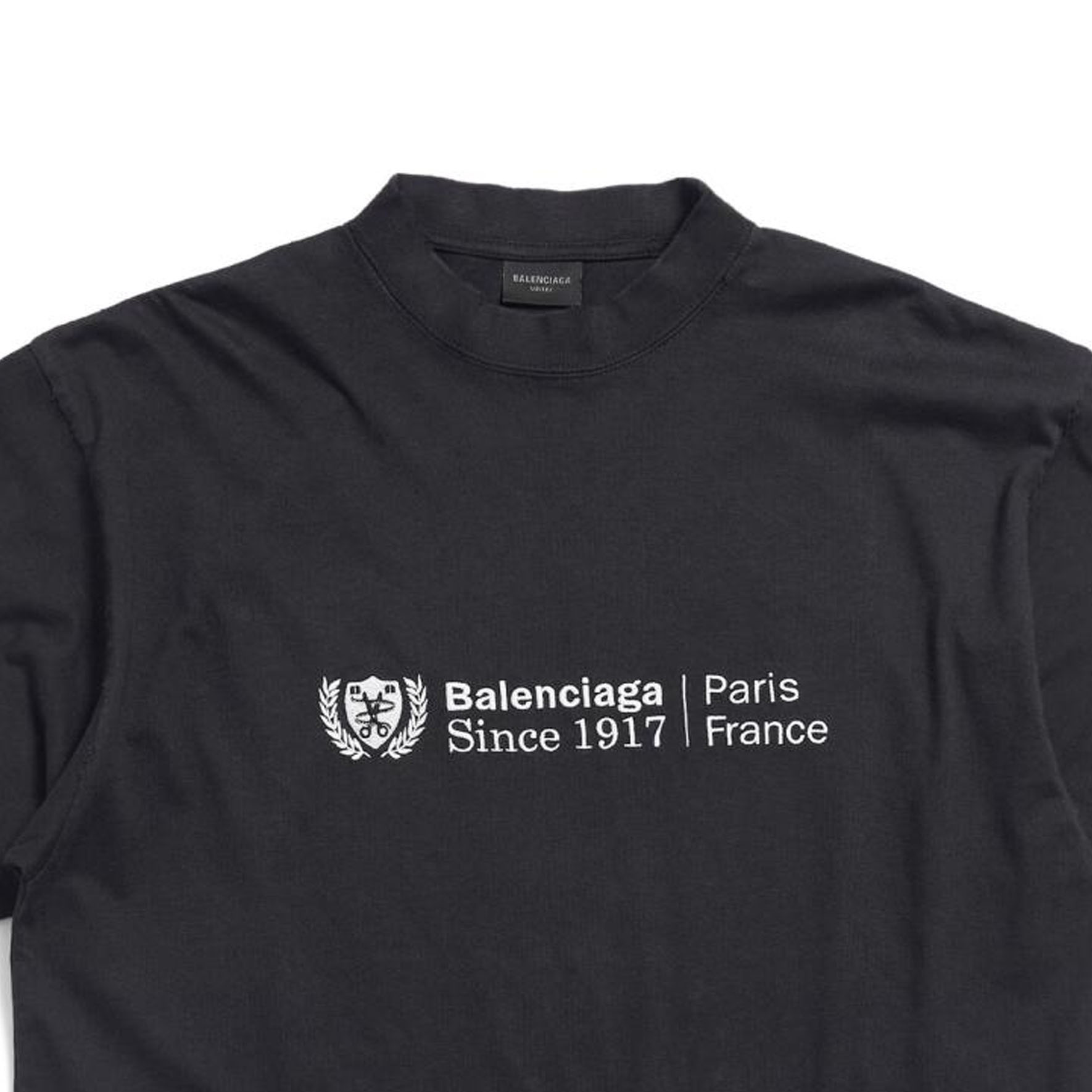 Shop 巴黎世家标志印花黑色短袖T恤 男女同款 休闲版型 764235TQVJ29034