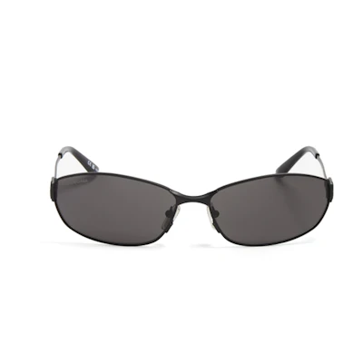 Balenciaga Irregular Black Sunglasses with Hollow Temple Design for Men. 773550T00051000