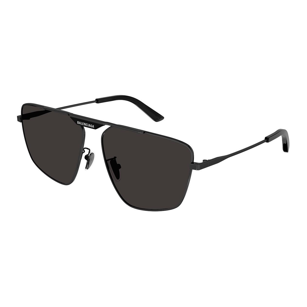 Balenciaga Irregular Metal Logo Sunglasses Black for Men. BB0246SA001