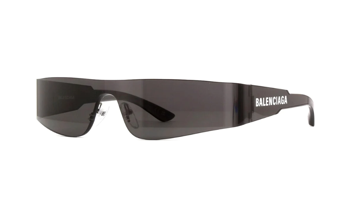 Balenciaga Irregular Sunglasses with Logo, Unisex Couples Style - Black. BB0041S001greygreygrey001