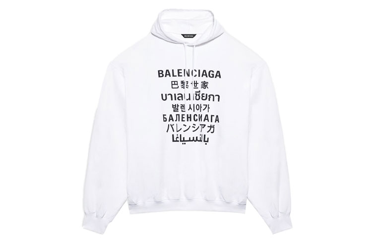 Balenciaga Language Print Unisex Hoodie White 641679TJVI69040 圖 2