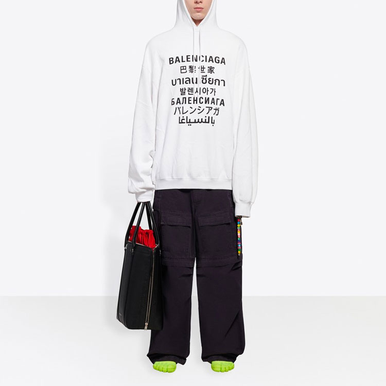 Balenciaga Language Print Unisex Hoodie White 641679TJVI69040 圖 4