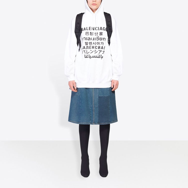 Balenciaga Language Print Unisex Hoodie White 641679TJVI69040 圖 5
