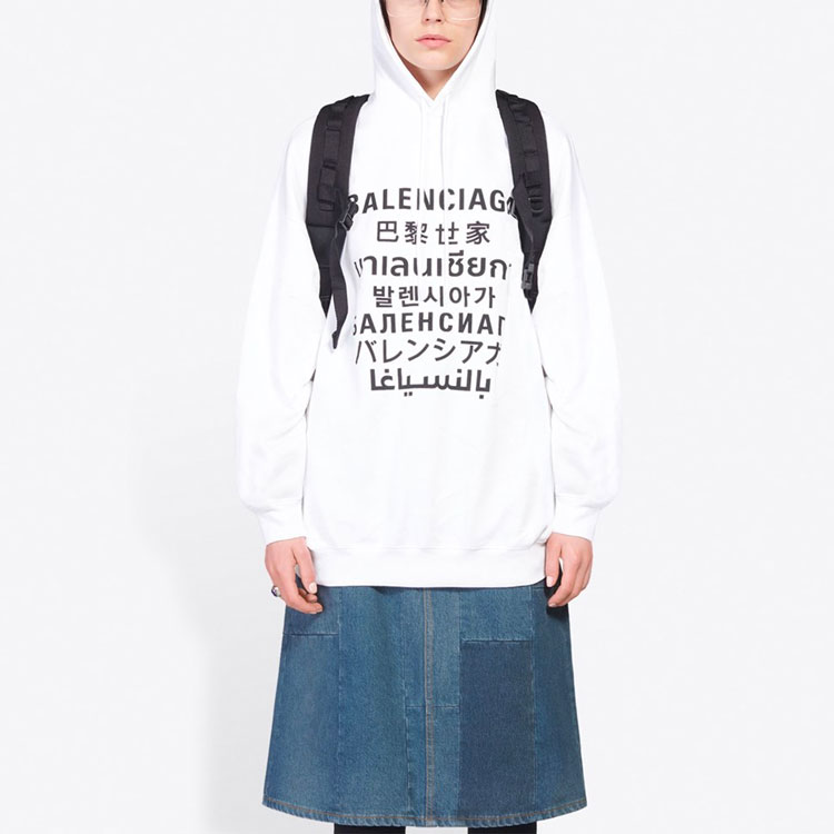 Balenciaga Language Print Unisex Hoodie White 641679TJVI69040 圖 6