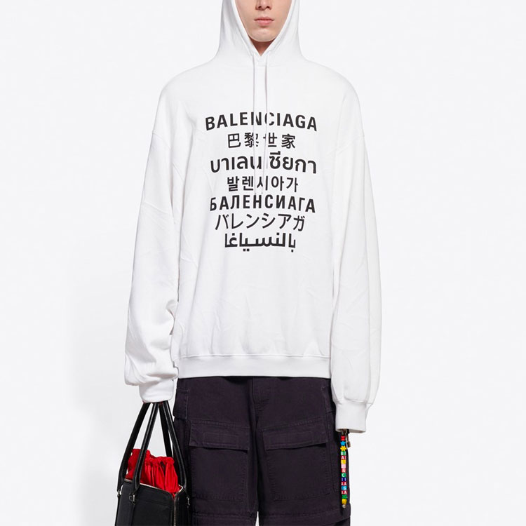 Balenciaga Language Print Unisex Hoodie White 641679TJVI69040 圖 7