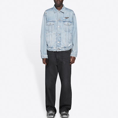 Balenciaga Large Fit Denim Jacket 'Clear Light Blue' Lookbook Balenciaga Large Fit Denim Jacket 'Clear Light Blue'