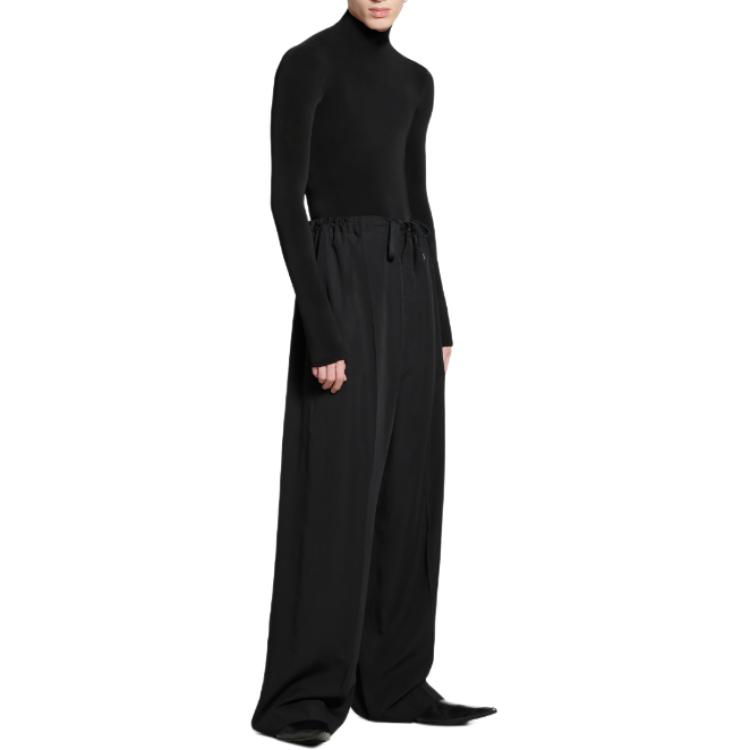 Purchase 발렌시아가 블랙 하이웨이스트 와이드레그 드로스트링 팬츠 캐주얼웨어 794738TFO021000