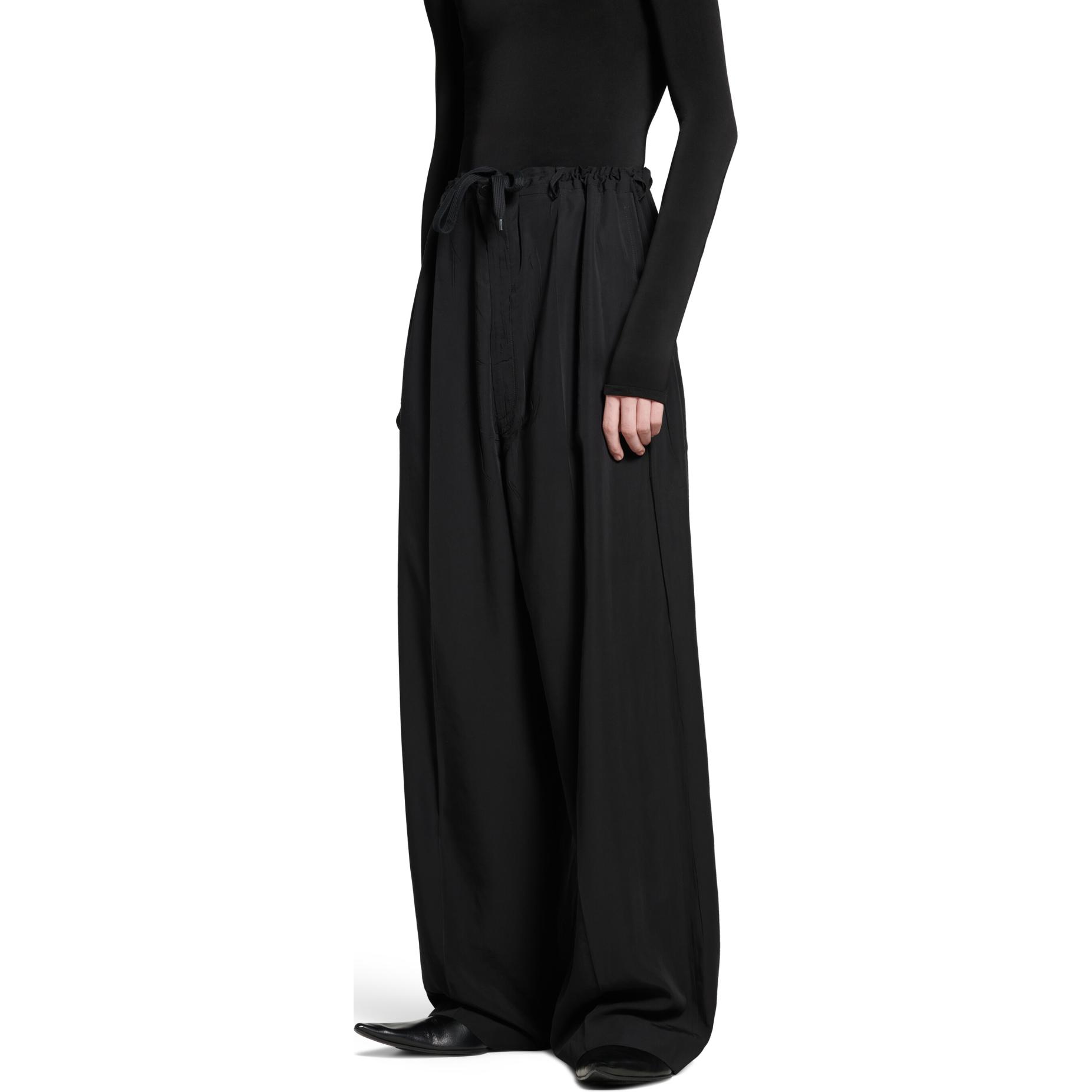 Sizing 발렌시아가 블랙 하이웨이스트 와이드레그 드로스트링 팬츠 캐주얼웨어 794738TFO021000