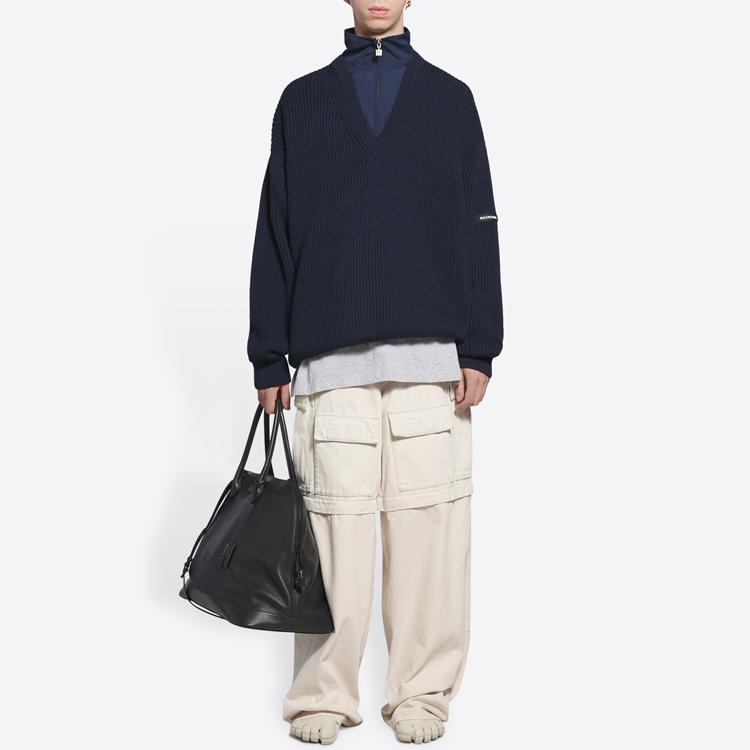 Shop 巴黎世家拼层蓝色套头毛衣 675274T16118065