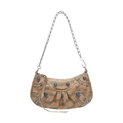 Balenciaga Le Cagole Mini Bag with Chain BB Monogram Beige/Brown
