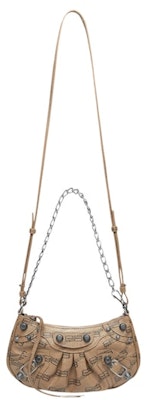 Balenciaga Le Cagole Mini Bag with Chain BB Monogram Beige/Brown Lookbook Balenciaga Le Cagole Mini Bag with Chain BB Monogram Beige/Brown