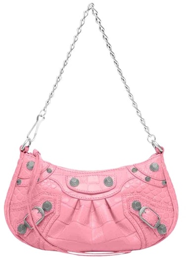 balenciaga-le-cagole-mini-bag-with-chain-crocodile-embossed-pink