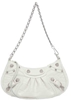 Balenciaga Le Cagole Mini Bag with Chain Crocodile Embossed White Balenciaga Le Cagole Mini Bag with Chain Crocodile Embossed White
