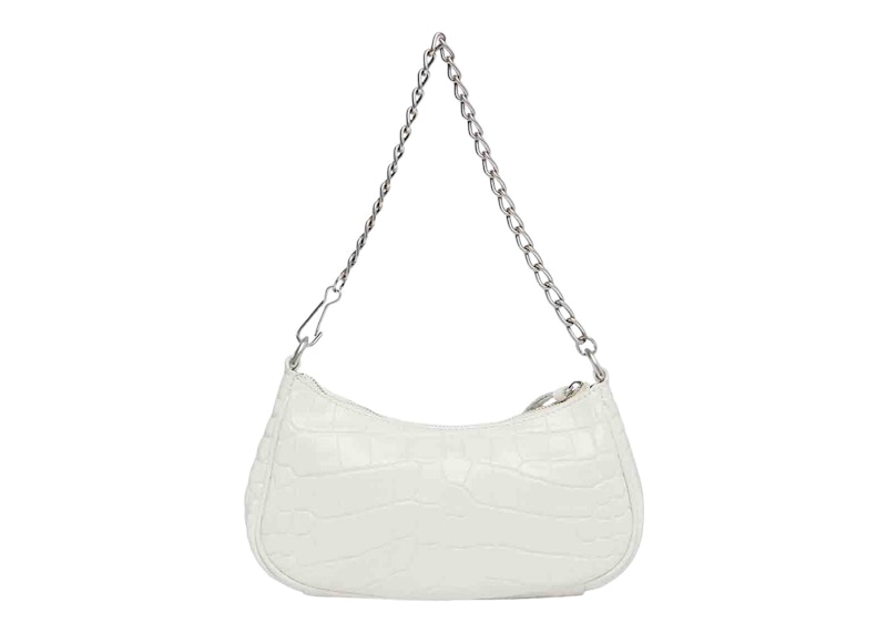 Order Balenciaga Le Cagole Mini Bolsa Cadena Cocodrilo Grabado Blanco