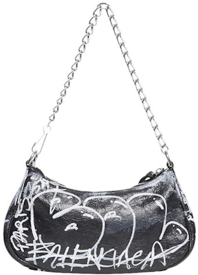 Balenciaga Le Cagole Mini Bag With Chain Graffiti Black Lookbook Balenciaga Le Cagole Mini Bag With Chain Graffiti Black