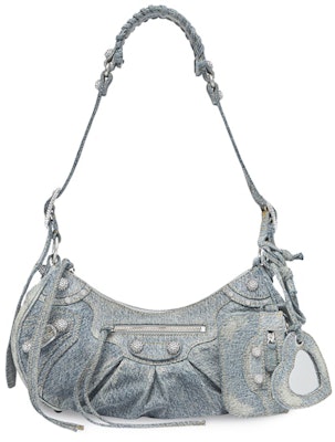 Balenciaga Le Cagole Shoulder Bag Small Blue Denim Wash with Rhinestones Buy Balenciaga Le Cagole Shoulder Bag Small Blue Denim Wash with Rhinestones