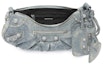 Lookbook Balenciaga Le Cagole Shoulder Bag Small Blue Denim Wash with Rhinestones