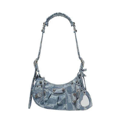 Balenciaga Le Cagole Shoulder Bag XS BB Monogram Blue/Bleached Denim