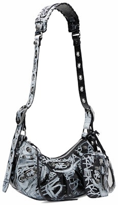 Balenciaga Le Cagole Shoulder Bag XS Black/White Graffiti Order Balenciaga Le Cagole Shoulder Bag XS Black/White Graffiti