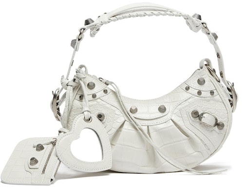 Balenciaga Le Cagole Shoulder Bag XS Crocodile Embossed White Buy Balenciaga Le Cagole Shoulder Bag XS Crocodile Embossed White