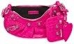 Lookbook Balenciaga Le Cagole Shoulder Bag XS Crocodile Embossed Pink
