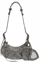 Balenciaga Le Cagole Shoulder Bag XS Dark Grey Suede with Rhinestones Balenciaga Le Cagole Shoulder Bag XS Dark Grey Suede with Rhinestones
