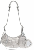 Balenciaga Le Cagole Shoulder Bag XS Grey Suede with Rhinestones Balenciaga Le Cagole Shoulder Bag XS Grey Suede with Rhinestones