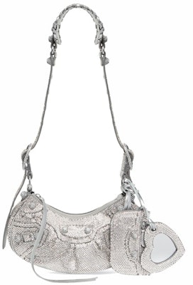 Balenciaga Le Cagole Shoulder Bag XS Grey Suede with Rhinestones Buy Balenciaga Le Cagole Shoulder Bag XS Grey Suede with Rhinestones