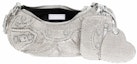 Lookbook Balenciaga Le Cagole Shoulder Bag XS Grey Suede with Rhinestones