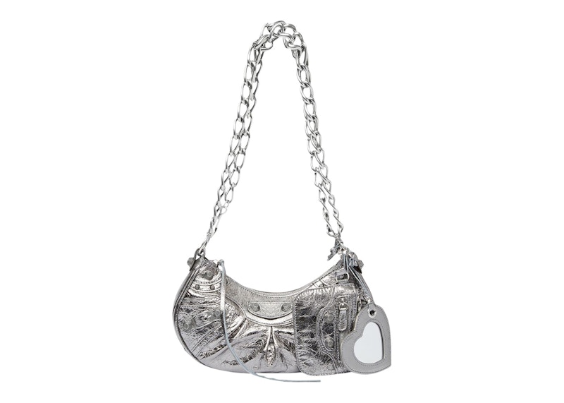 Balenciaga Le Cagole Shoulder Bag XS With Chain Metallized Silver