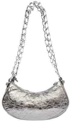 Balenciaga Le Cagole Shoulder Bag XS With Chain Metallized Silver Lookbook Balenciaga Le Cagole Shoulder Bag XS With Chain Metallized Silver