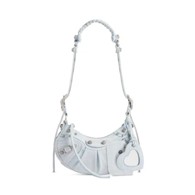 Balenciaga Le Cagole XS Rhinestones Shoulder Bag Light Blue