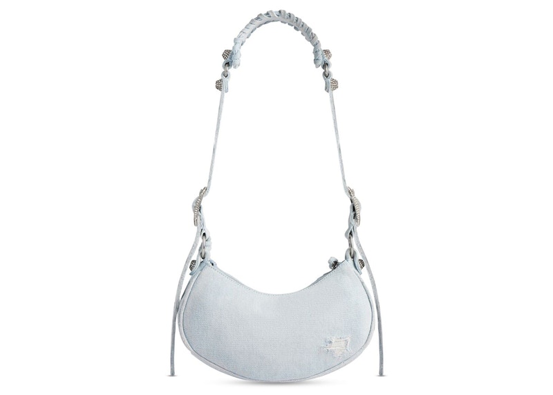 Lookbook 巴黎世家Le Cagole XS 水钻肩包 浅蓝色