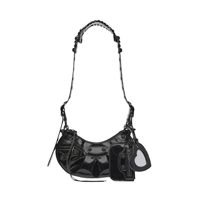 Balenciaga Le Cagole XS Shoulder Bag In Patent Fabric Black