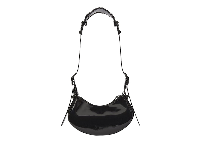 Lookbook Tas Bahu Balenciaga Le Cagole XS Kain Hitam Mengkilap