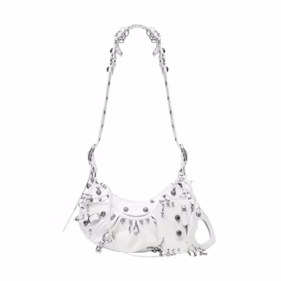 Balenciaga Le Cagole XS Shoulder Bag With Piercing White Arena