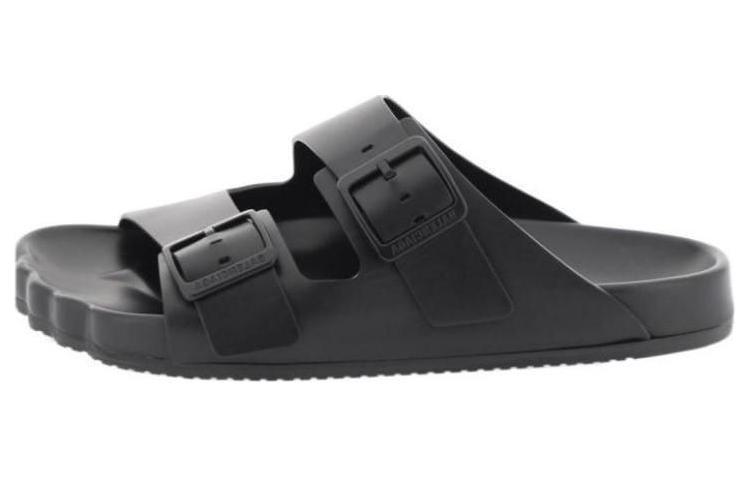 Buy 巴黎世家 皮革 百搭舒適圓頭 一字拖鞋 男款 黑色