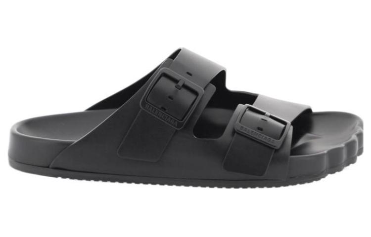 Order 巴黎世家 皮革 百搭舒適圓頭 一字拖鞋 男款 黑色