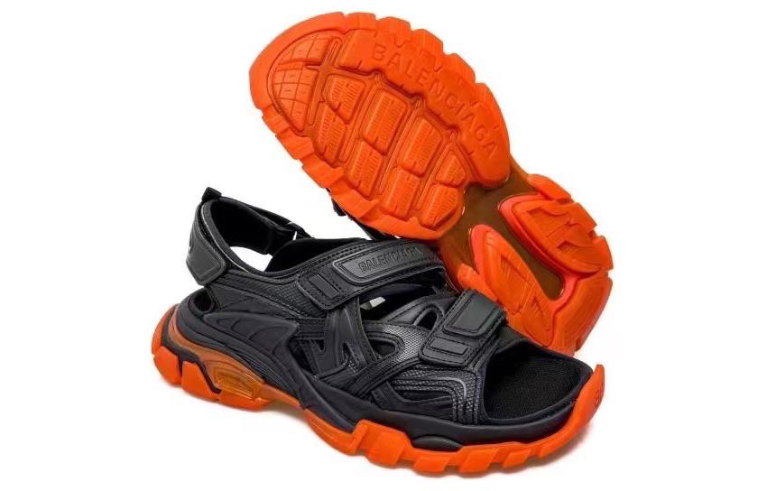 Details for Balenciaga巴黎世家 皮革 簡約時尚 海灘涼鞋 男款 黑橙色