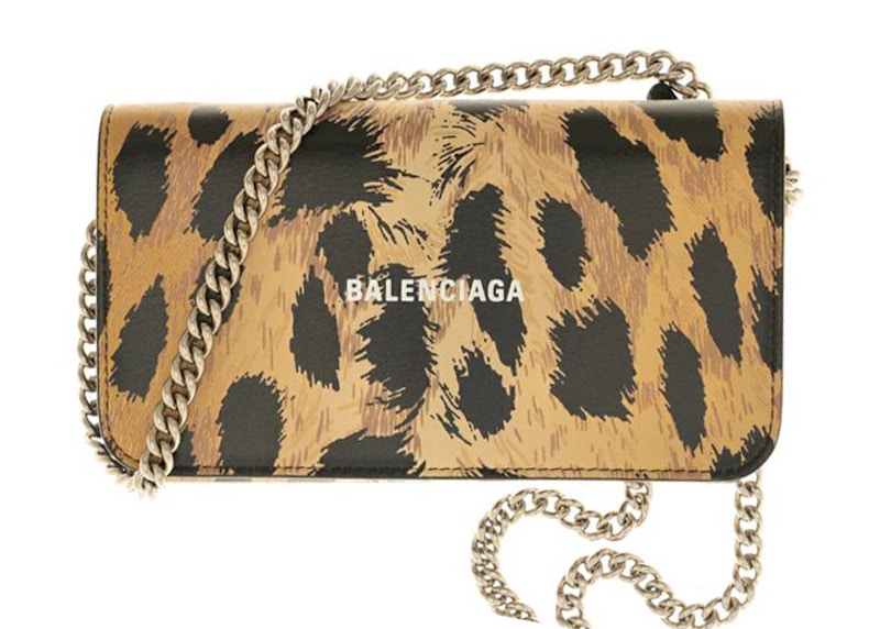 Balenciaga Leopard Print Flap Shoulder Bag Multicolor