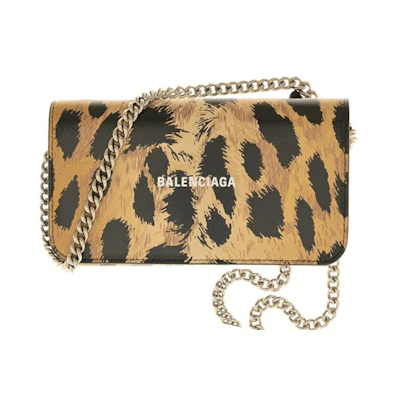 Balenciaga Leopard Print Flap Shoulder Bag Multicolor