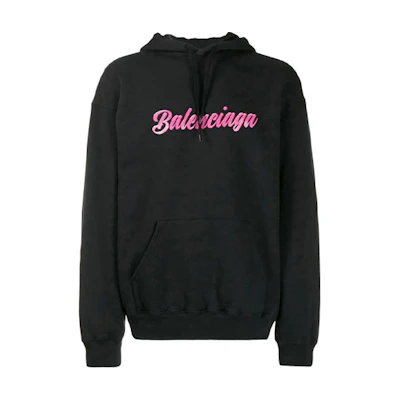 Balenciaga Letter Logo Hoodie Unisex Black Regular Fit Long Sleeve. 583215TFV608465