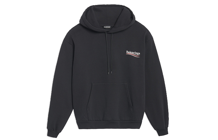 Balenciaga Letter Logo Print Hoodie Unisex Black 556145TBV141000