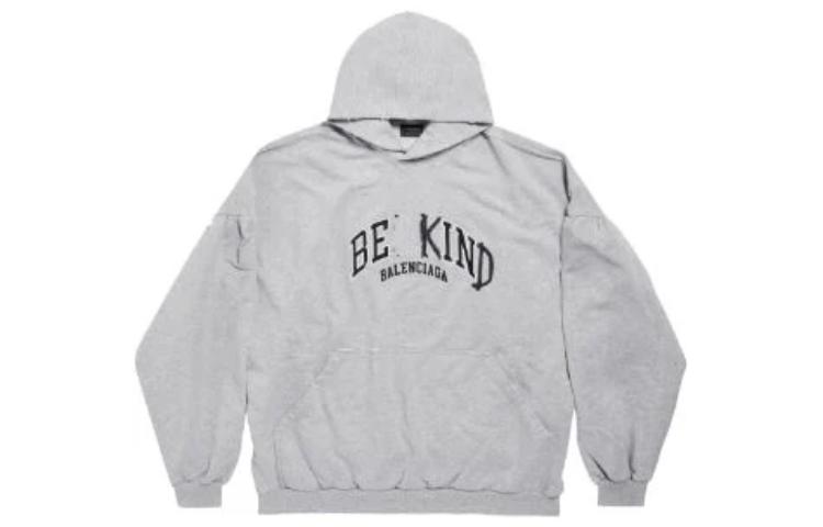 Balenciaga Letter Logo Print Hoodie Unisex Oversized Fit Gray 761458TPVD61167