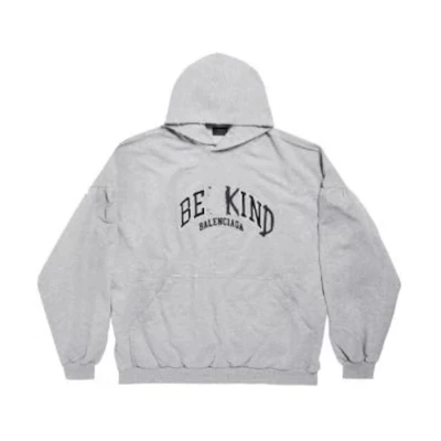 Balenciaga Letter Logo Print Hoodie Unisex Oversized Fit Gray 761458TPVD61167